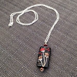 Handmade glass pendant on sterling silver chain